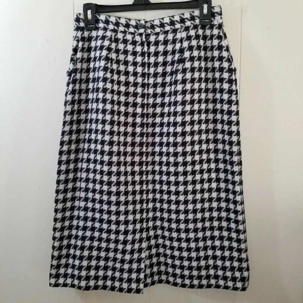 Classic Fashions 12 Skirt Black White Houndstooth Career Office Twee Academia‎
